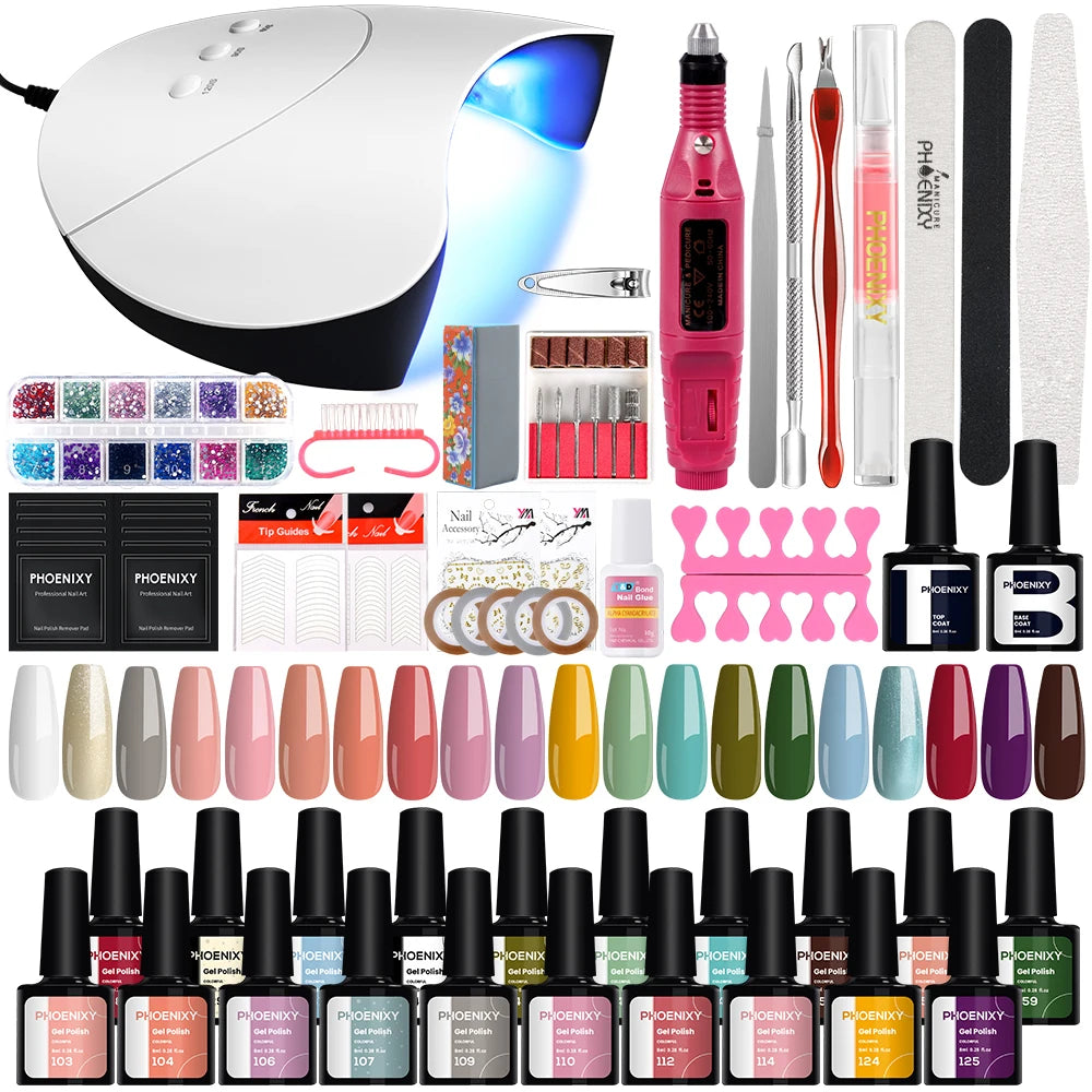 Gel Nail Polish Set with UV LED Lamp - Mrmora