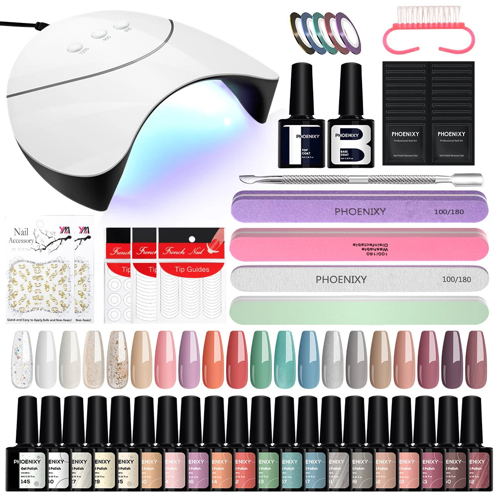 Gel Nail Polish Set with UV LED Lamp - Mrmora