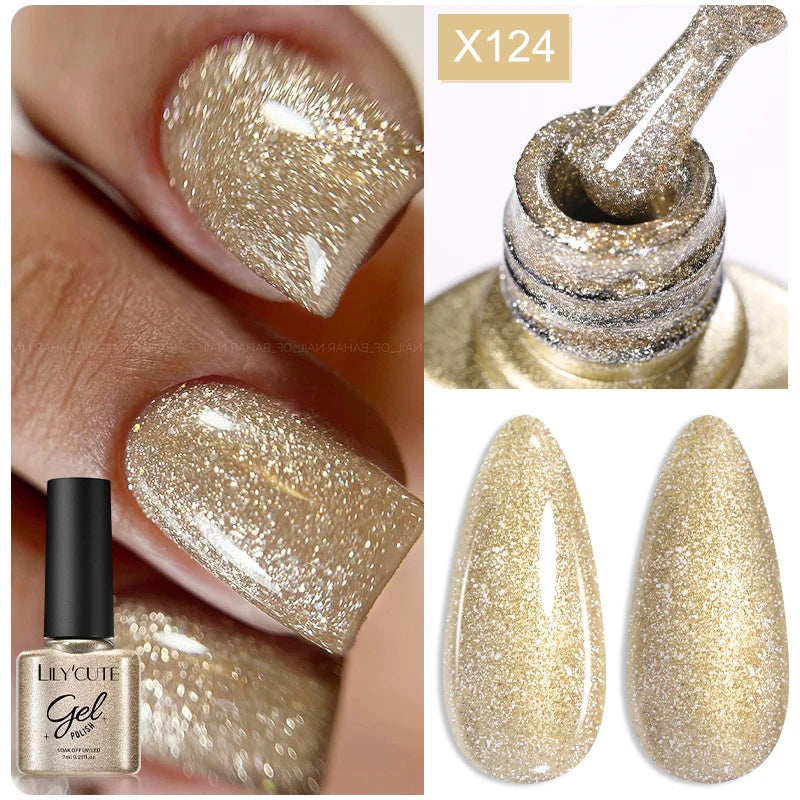 LILYCUTE Champagne Gold Glitter UV Gel – Nail Art Liner - Mrmora