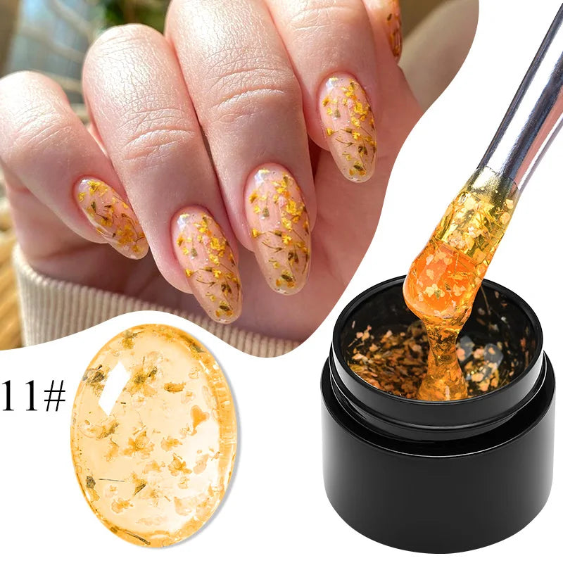 MEET ACROSS 5ml Pink Dried Flower Gel – Natural Fairy Nail Art UV LED Soak-Off Gel Polish - Mrmora