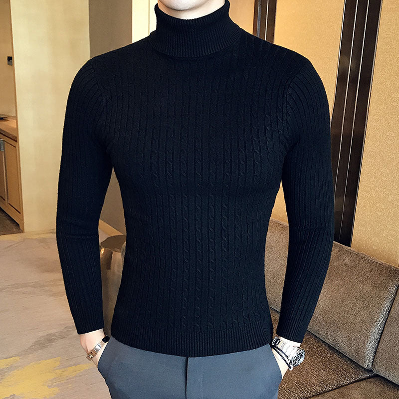 Men's High-Neck Knitted Sweater – Warm Winter Casual Pullover - Mrmora