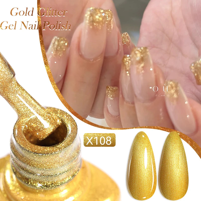 LILYCUTE Champagne Gold Glitter UV Gel – Nail Art Liner - Mrmora