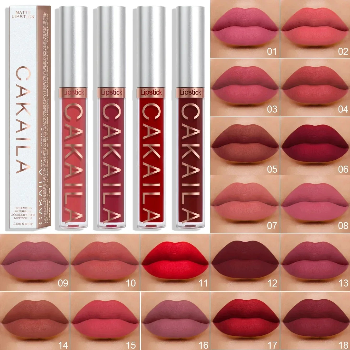 18-Color Matte Liquid Lipstick Set – Long-Lasting & Bold - Mrmora