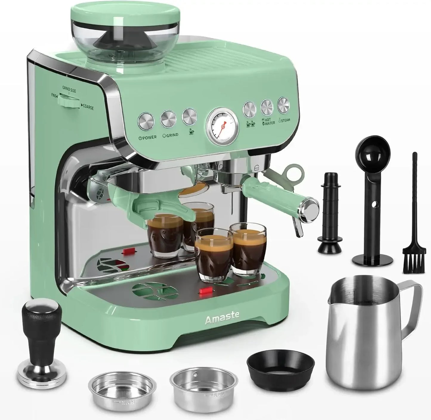 15-Bar Espresso Machine with Grinder – Barista-Style Coffee at Home