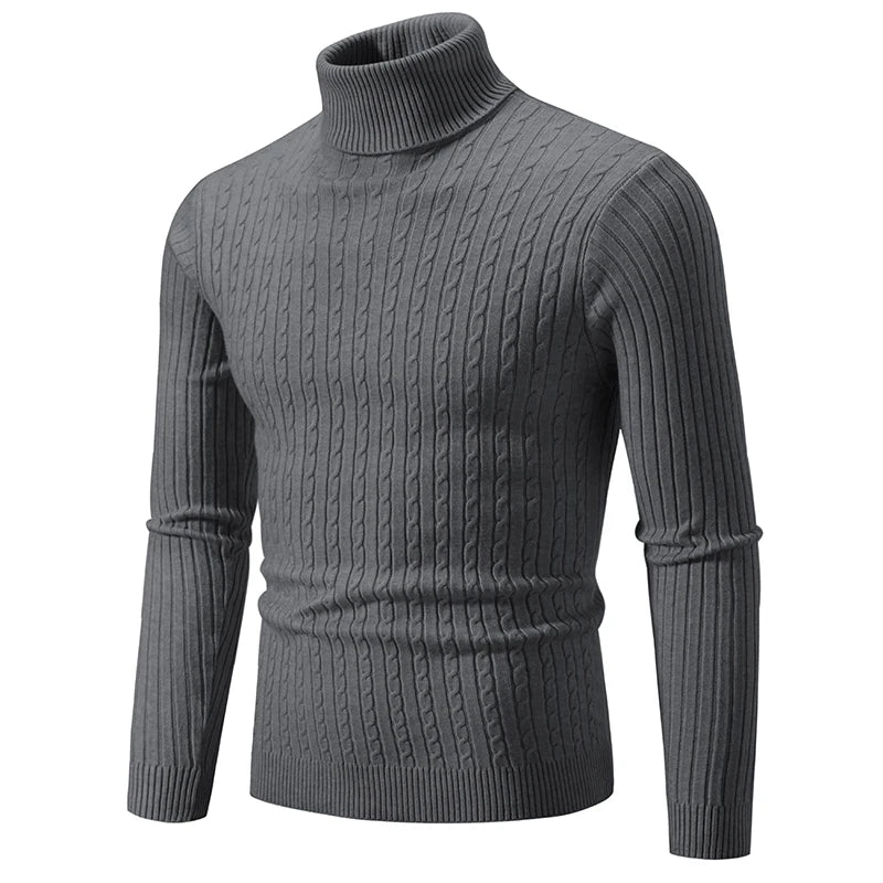 Men's High-Neck Knitted Sweater – Warm Winter Casual Pullover - Mrmora