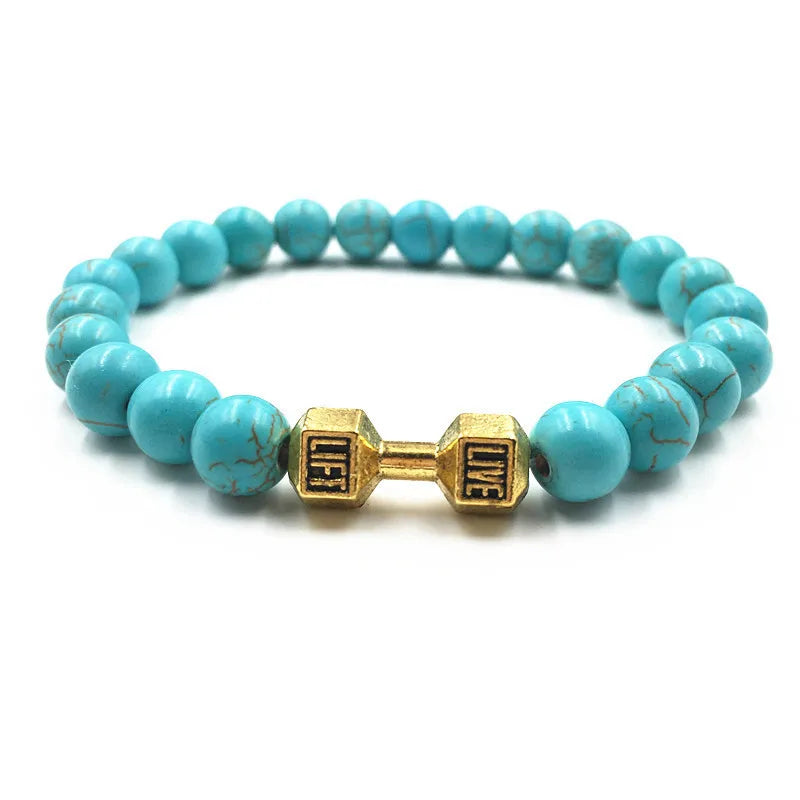 Turquoise & Lava Rock Dumbbell Bracelet – Trendy Sports Jewelry - Mrmora