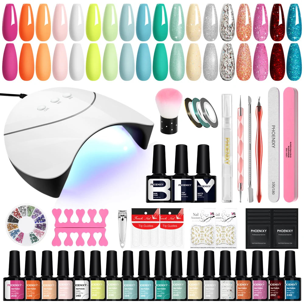 Gel Nail Polish Set with UV LED Lamp - Mrmora