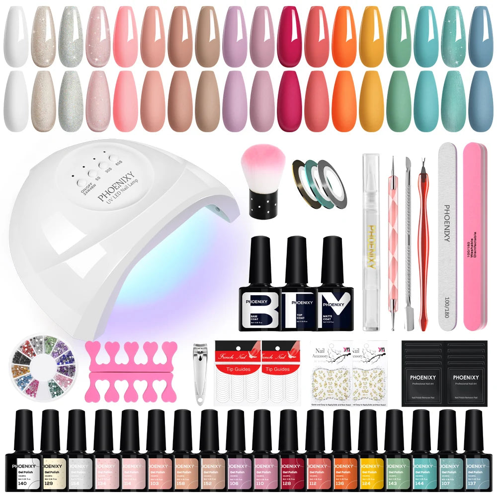 Gel Nail Polish Set with UV LED Lamp - Mrmora