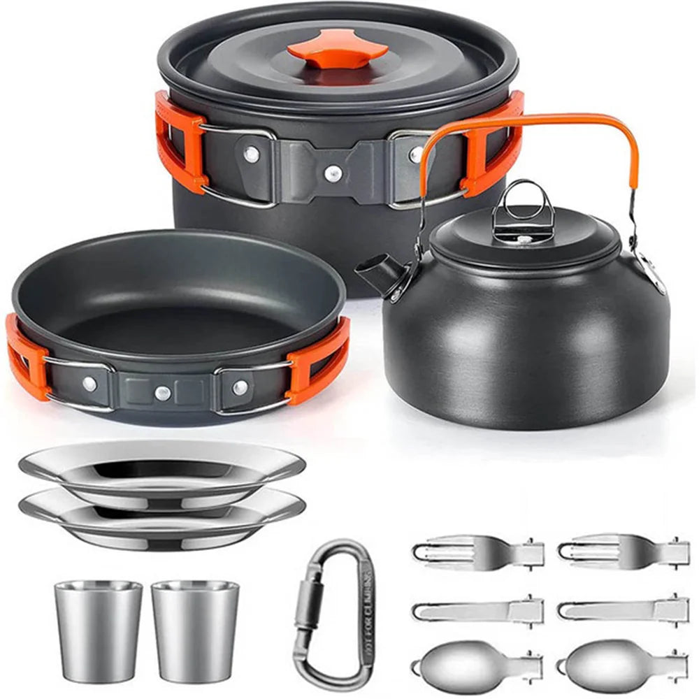 Camping Cookware Set – Non-Stick Pots & Teapot for 2-3 People - Mrmora