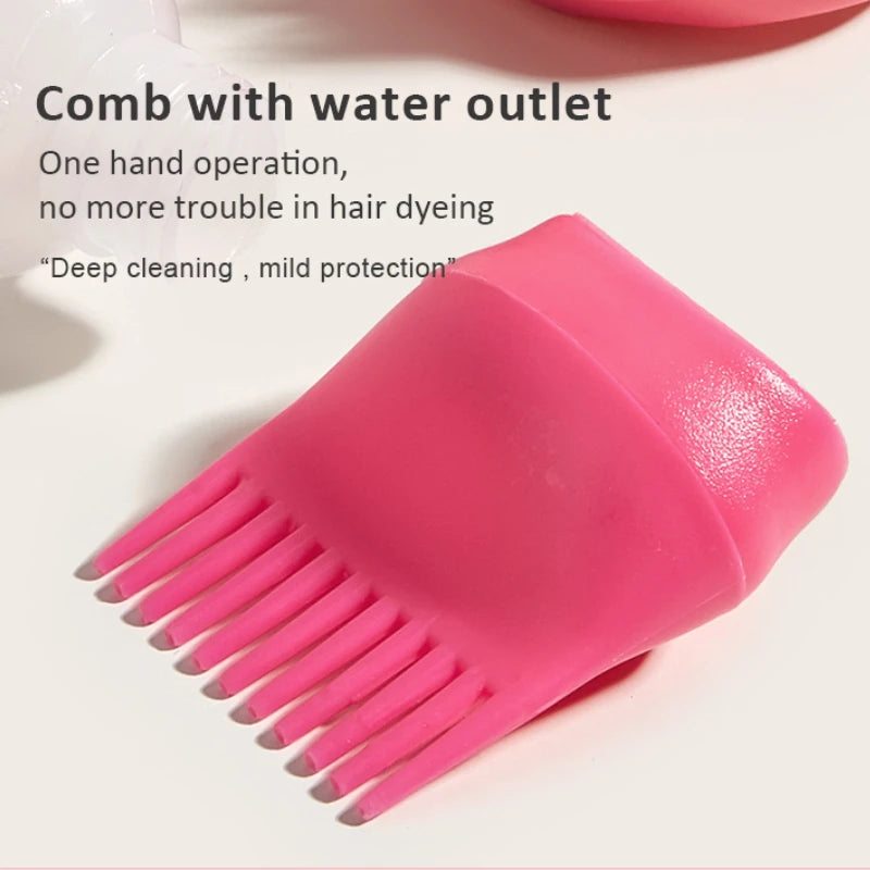 2pcs Silicone Shampoo & Hair Dye Bottle Set with Applicator & Scalp Massage Brush - Mrmora