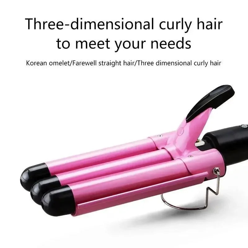 Professional Triple Barrel Ceramic Hair Curling Iron - Hair Waver Styling Tool for Women - Mrmora