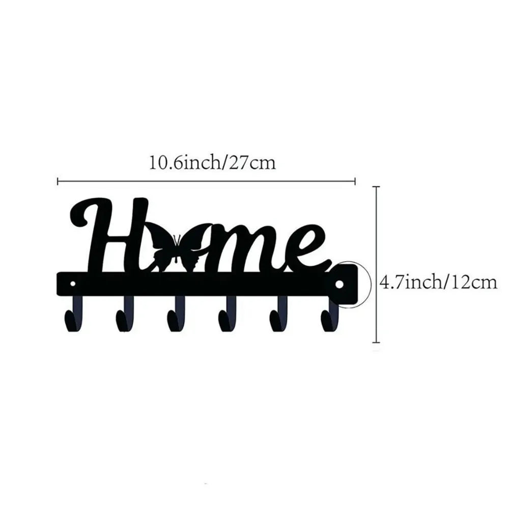 Black Metal Keychain Hook - Sweet Home Wall Hanging - Mrmora