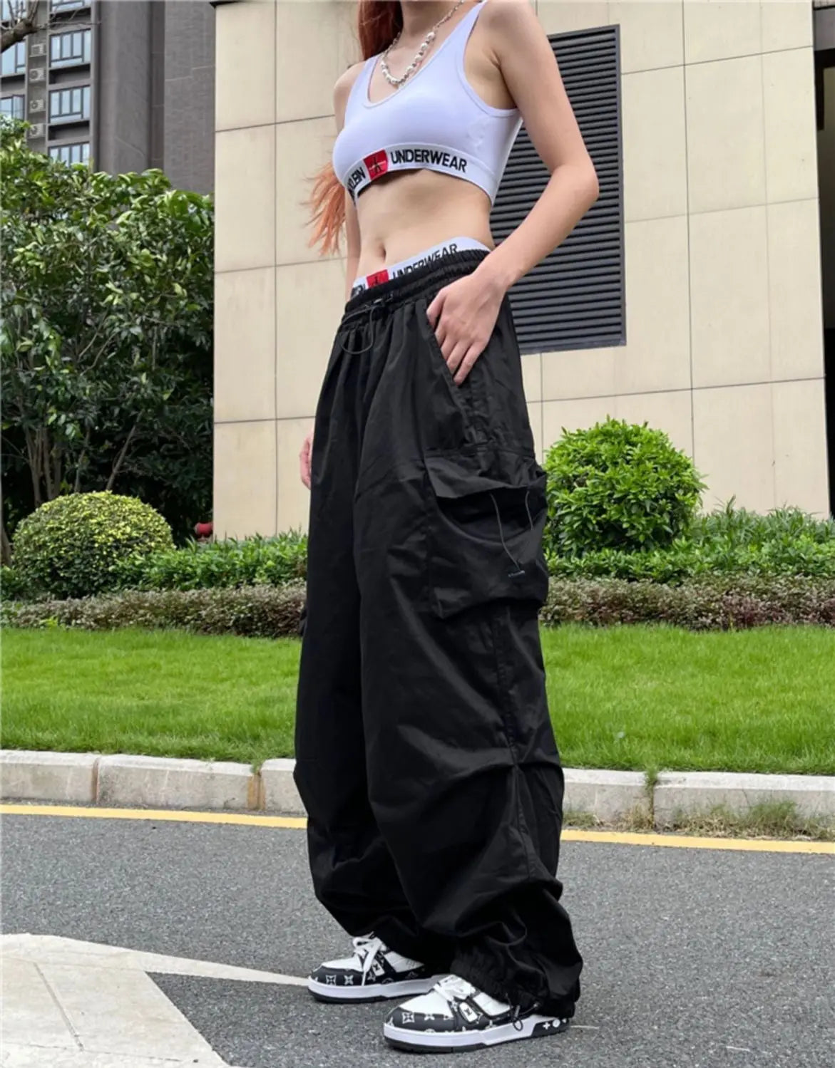 Y2K Oversized Cargo Pants – Wide-Leg Streetwear with Pockets for Women - Mrmora