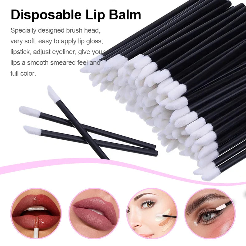 50 Pcs Disposable Lip Gloss Applicator Wands – Portable Beauty Tools - Mrmora