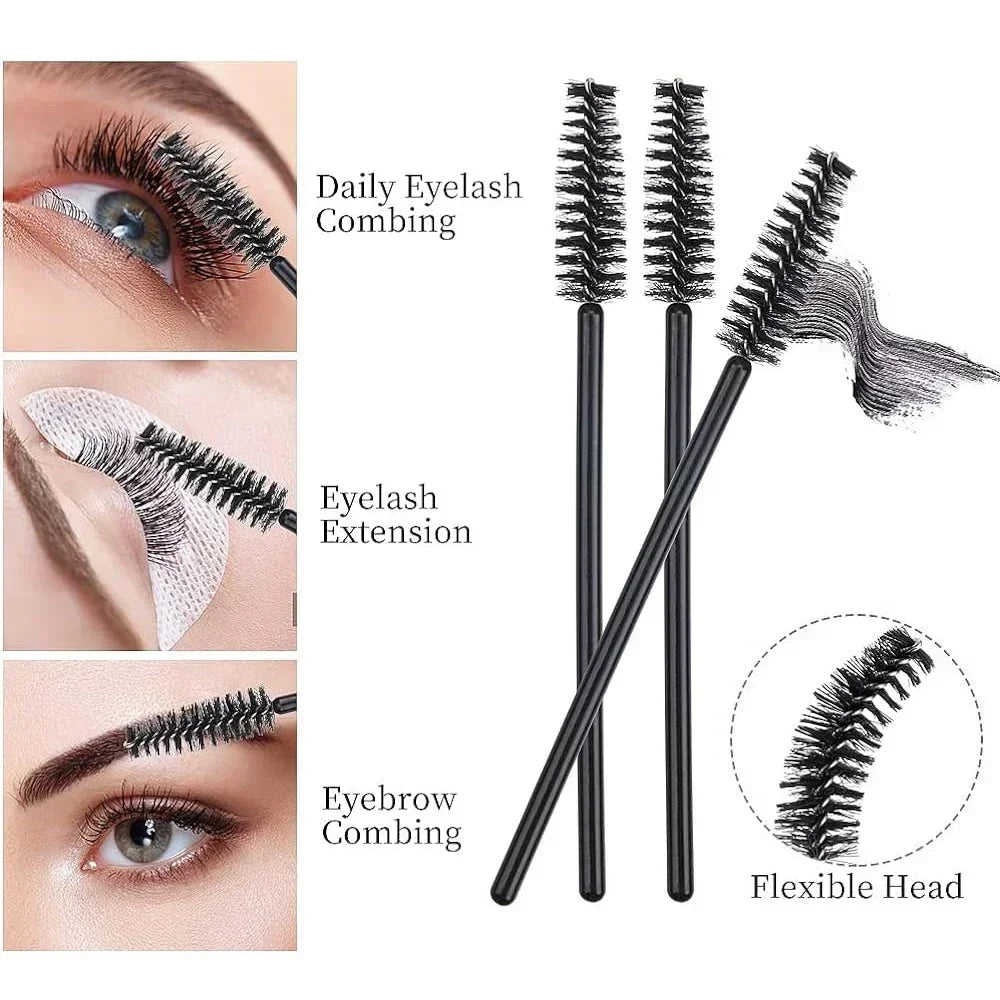 50/100Pcs Disposable Eyebrow & Eyelash Brushes – Mascara Applicators - Mrmora