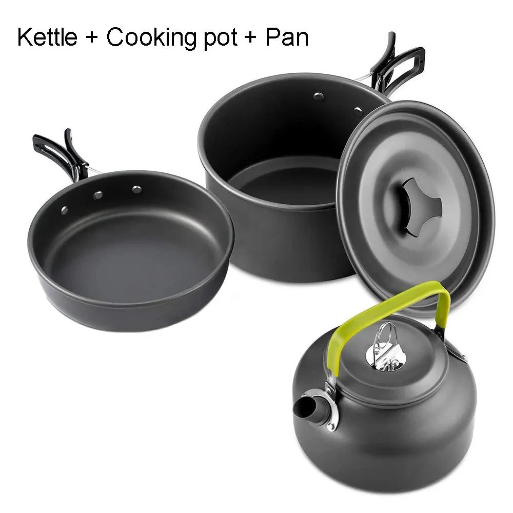 Camping Cookware Set – Non-Stick Pots & Teapot for 2-3 People - Mrmora