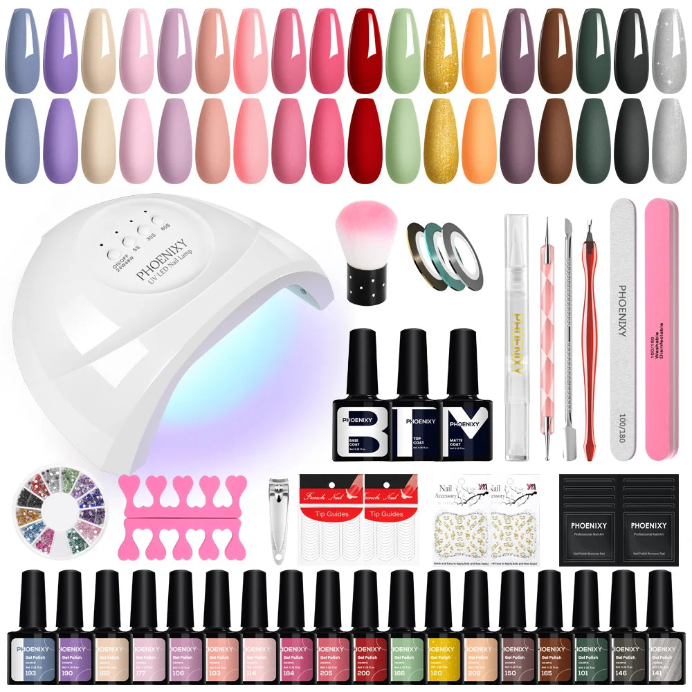 Gel Nail Polish Set with UV LED Lamp - Mrmora