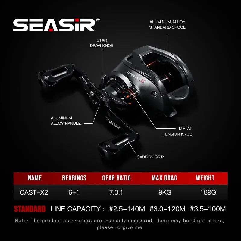 SEASIR Cast X2 Baitcasting Reel – Smooth & Powerful 7.3:1 - Mrmora