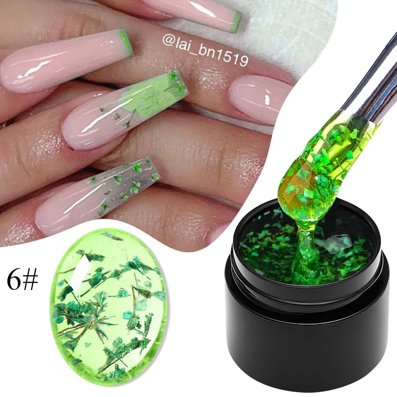 MEET ACROSS 5ml Pink Dried Flower Gel – Natural Fairy Nail Art UV LED Soak-Off Gel Polish - Mrmora