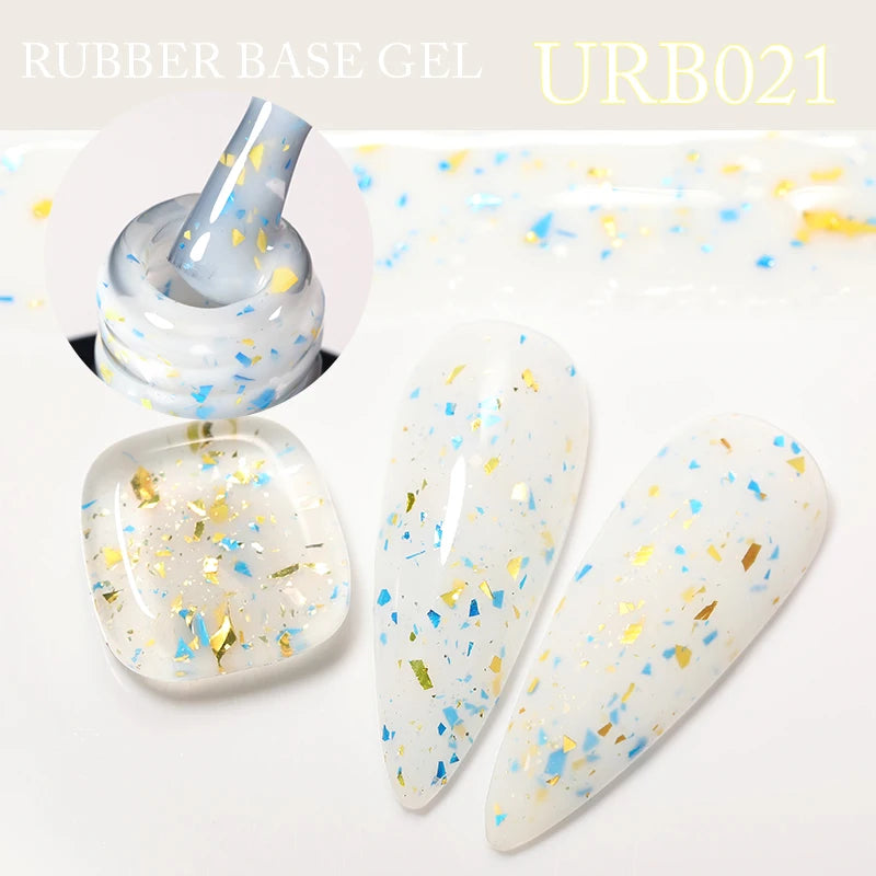 UR SUGAR Blue & Gold Glitter Rubber Base Gel – UV LED Nail Polish Top Coat for Professional Manicure - Mrmora