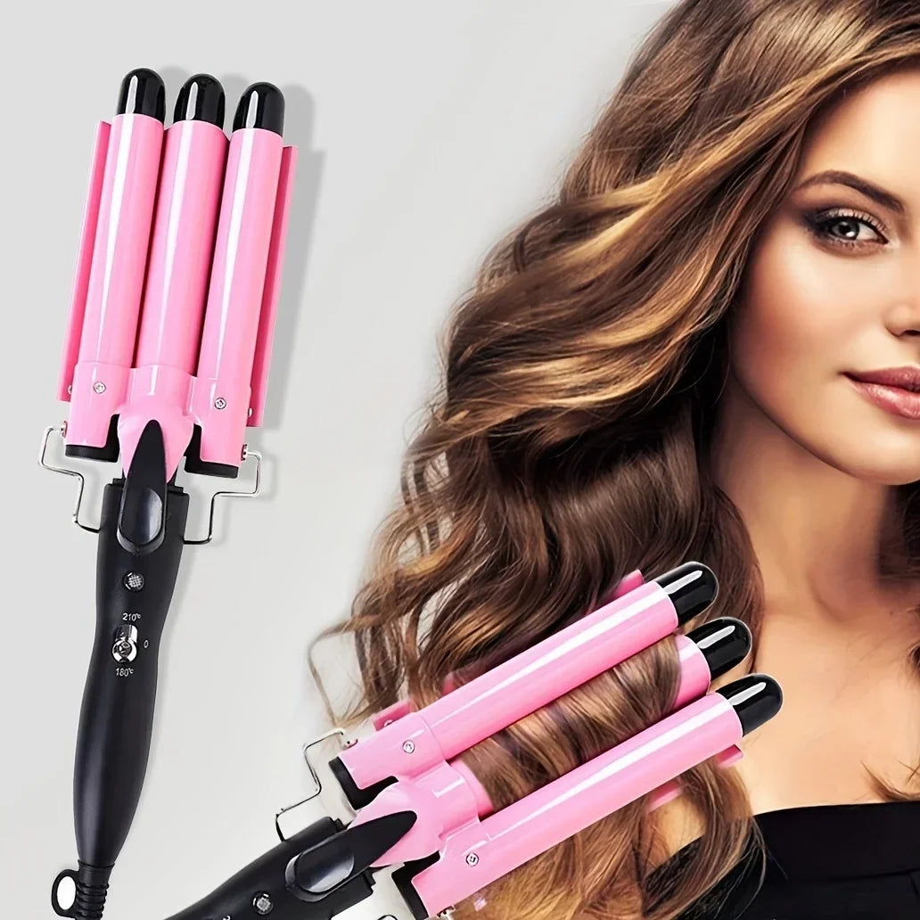 Professional Triple Barrel Ceramic Hair Curling Iron - Hair Waver Styling Tool for Women - Mrmora