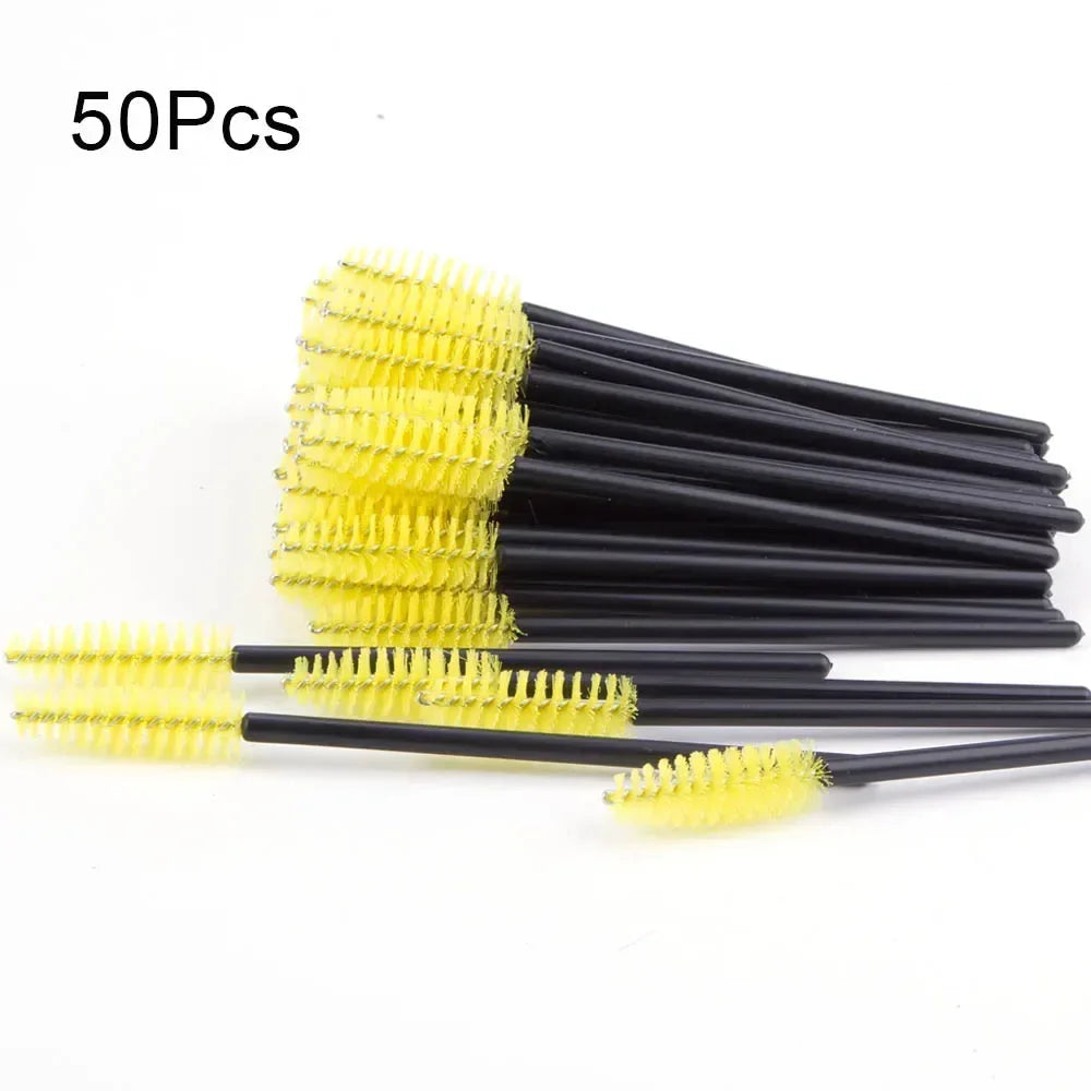 50/100Pcs Disposable Eyebrow & Eyelash Brushes – Mascara Applicators - Mrmora