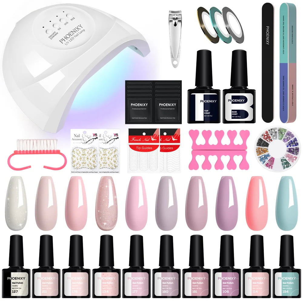 Gel Nail Polish Set with UV LED Lamp - Mrmora