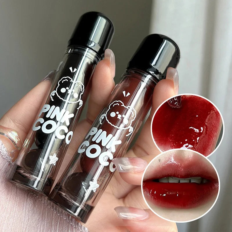 PINKCOCO Bear Doodle Mirror Lip Glaze – Shiny & Long-Lasting - Mrmora