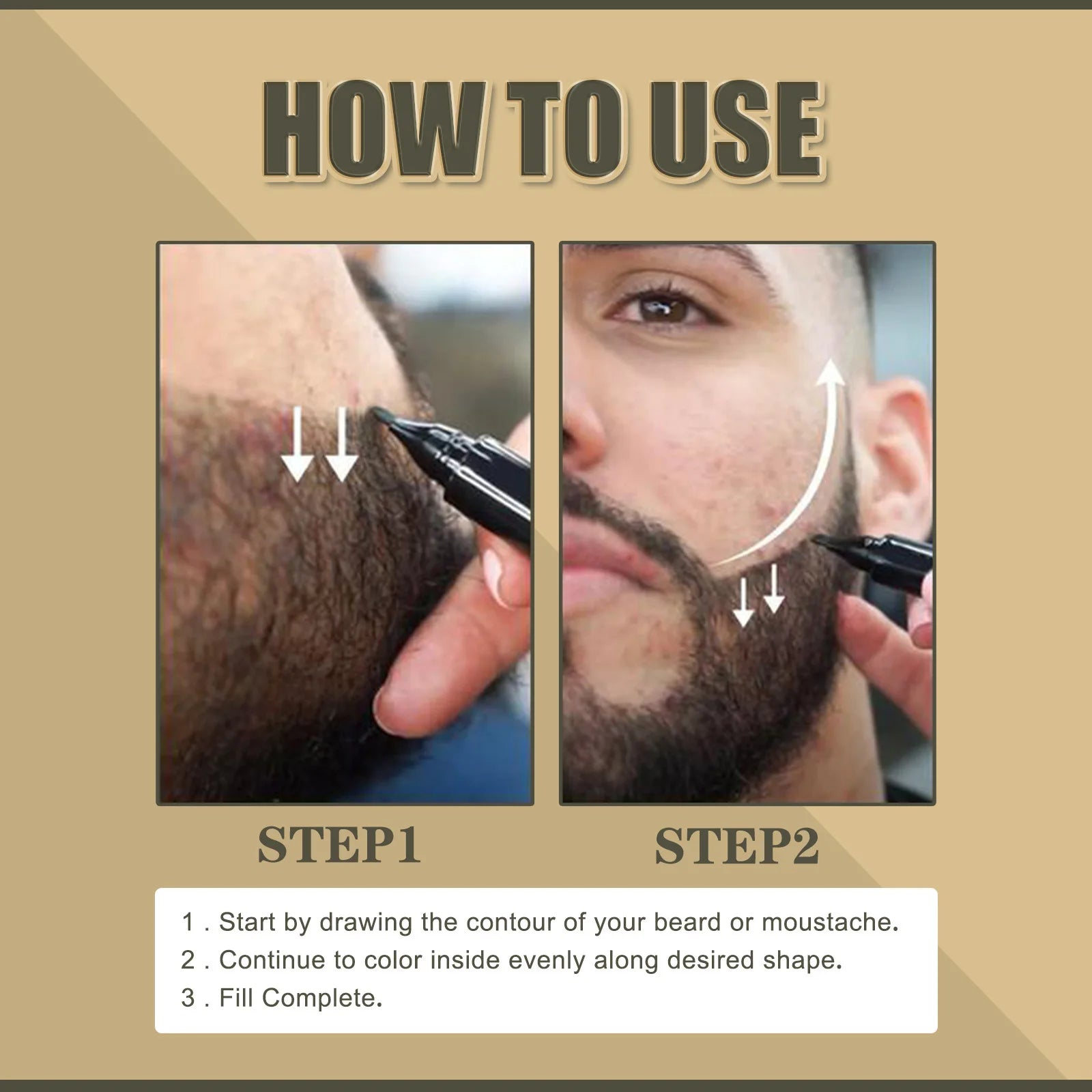 Beard Filler Waterproof Pen Kit – Dark Black Beard Enhancer - Mrmora