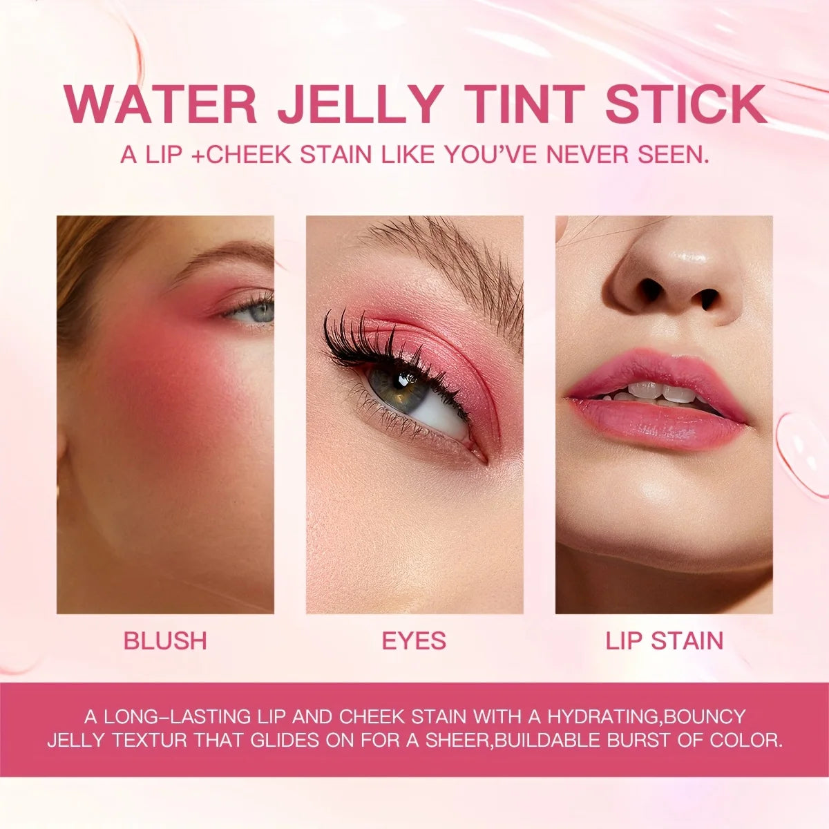 4-Color 3-in-1 Jelly Blush Stick – Blush, Lip Balm & Eyeshadow - Mrmora