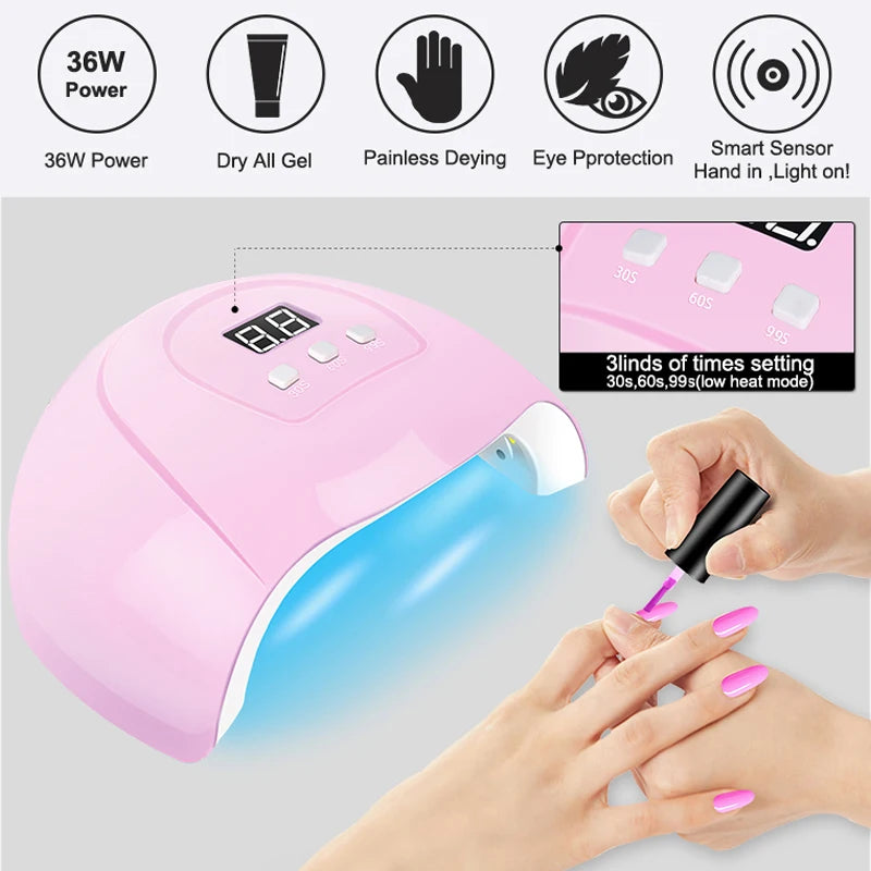 Nail Gel Polish Kit with UV Lamp - Mrmora