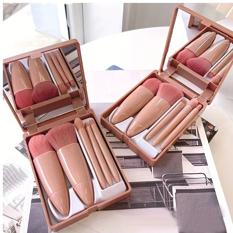 5 Pcs Travel Makeup Brush Set with Storage Box - Mrmora