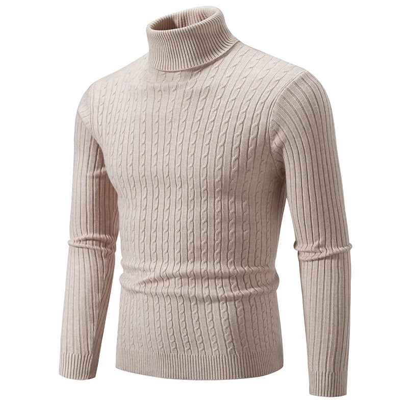 Men's High-Neck Knitted Sweater – Warm Winter Casual Pullover - Mrmora