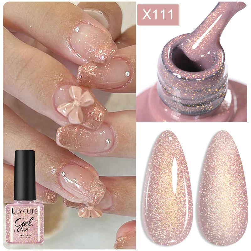 LILYCUTE Champagne Gold Glitter UV Gel – Nail Art Liner - Mrmora