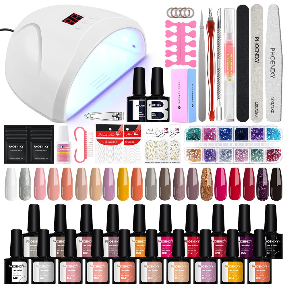 Gel Nail Polish Set with UV LED Lamp - Mrmora