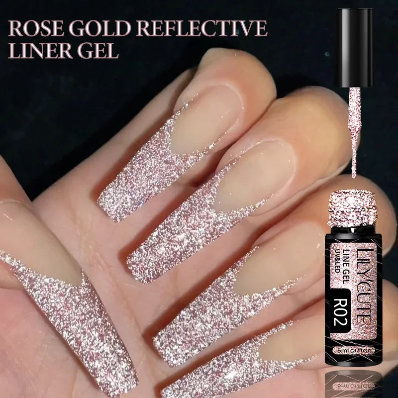 LILYCUTE Champagne Gold Glitter UV Gel – Nail Art Liner - Mrmora