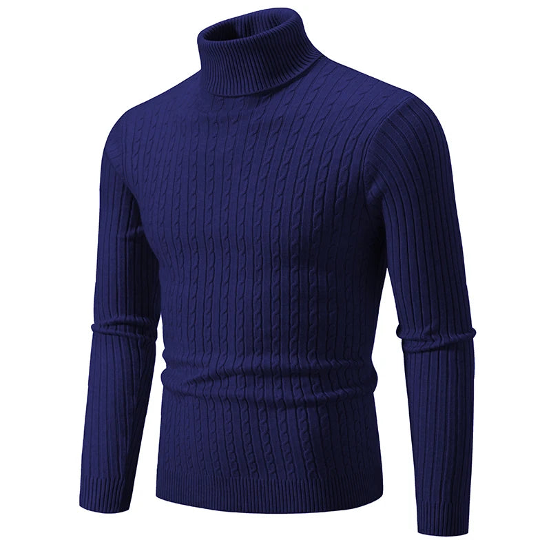 Men's High-Neck Knitted Sweater – Warm Winter Casual Pullover - Mrmora