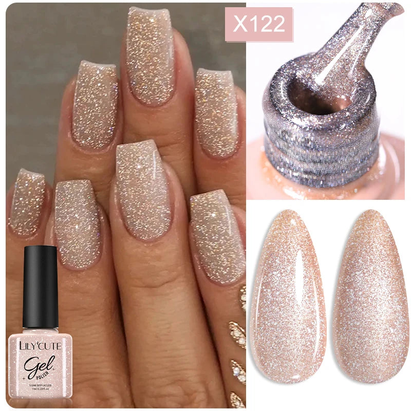 LILYCUTE Champagne Gold Glitter UV Gel – Nail Art Liner - Mrmora