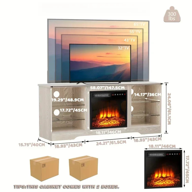 58" Fireplace TV Stand – Stylish Warmth & Entertainment in One