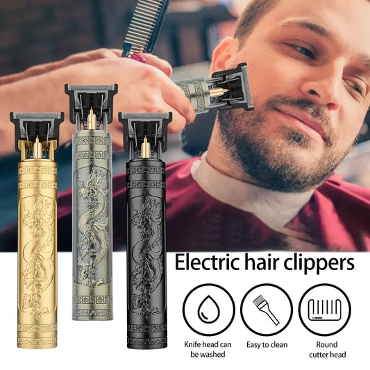 Vintage T9 Electric Hair Clipper - Rechargeable Barber Trimmer with Dragon Buddha Design - Mrmora