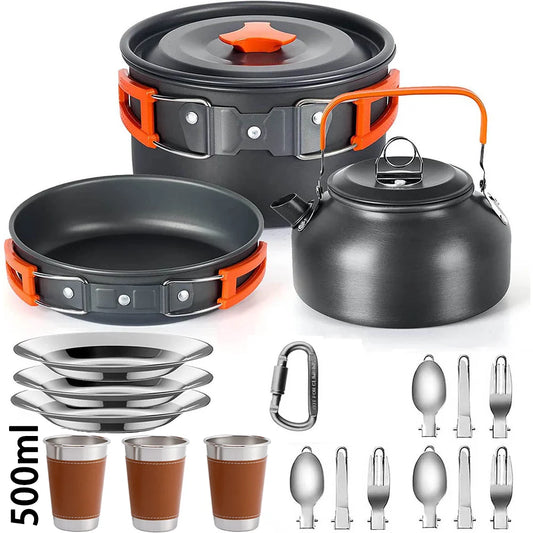 Camping Cookware Set – Non-Stick Pots & Teapot for 2-3 People - Mrmora