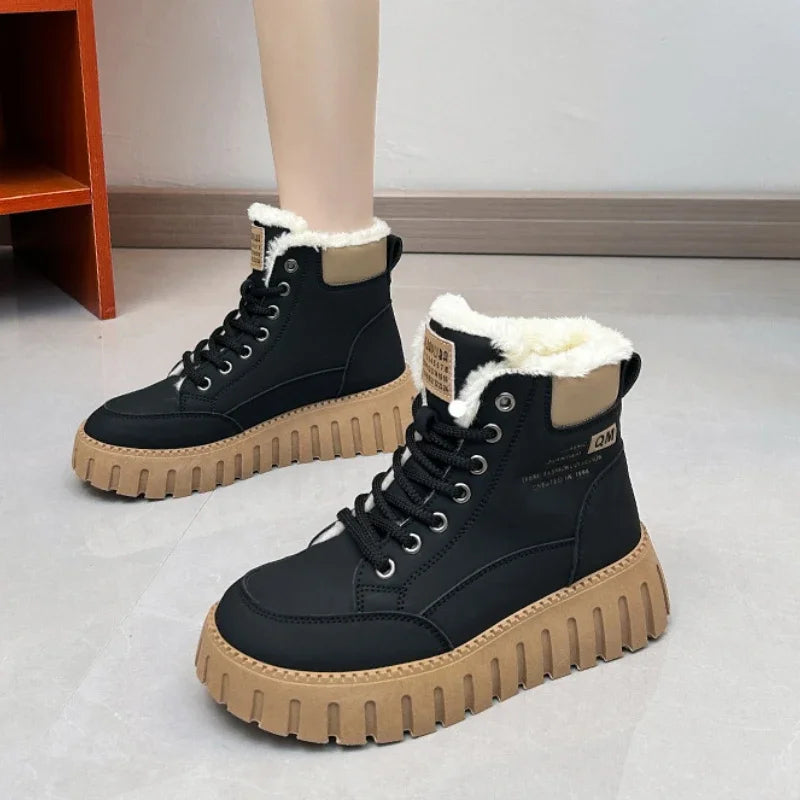 Platform Snow Boots for Women – Winter 2025 Fashion Plus Fur Warm Ankle Sneakers - Mrmora