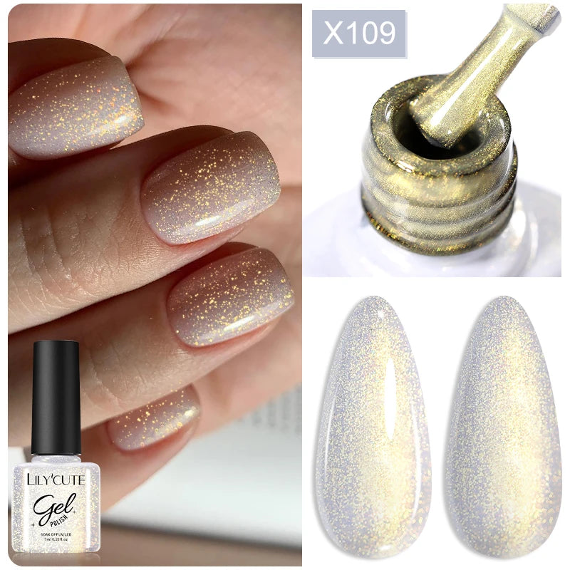 LILYCUTE Champagne Gold Glitter UV Gel – Nail Art Liner - Mrmora