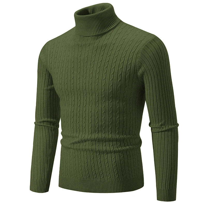 Men's High-Neck Knitted Sweater – Warm Winter Casual Pullover - Mrmora