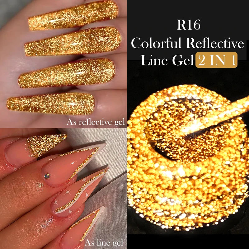 LILYCUTE Champagne Gold Glitter UV Gel – Nail Art Liner - Mrmora