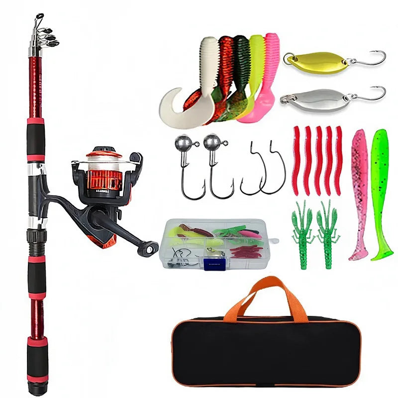 Telescopic Fishing Rod Kit – Full Travel Set with Reel, Baits & Hooks - Mrmora