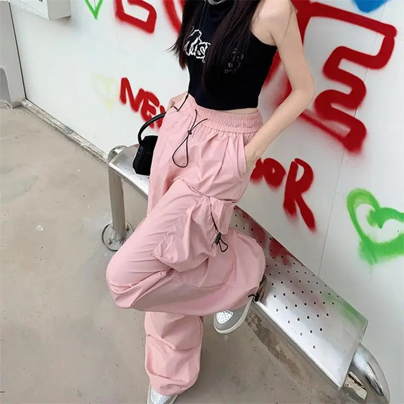 Y2K Oversized Cargo Pants – Wide-Leg Streetwear with Pockets for Women - Mrmora