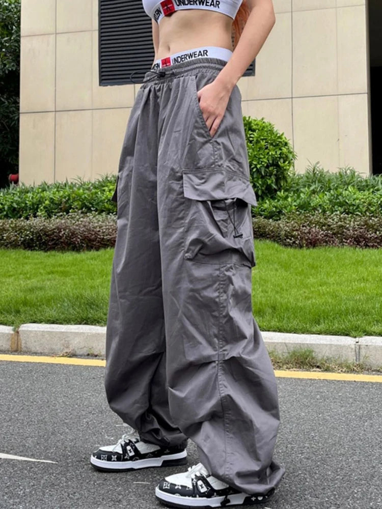 Y2K Oversized Cargo Pants – Wide-Leg Streetwear with Pockets for Women - Mrmora