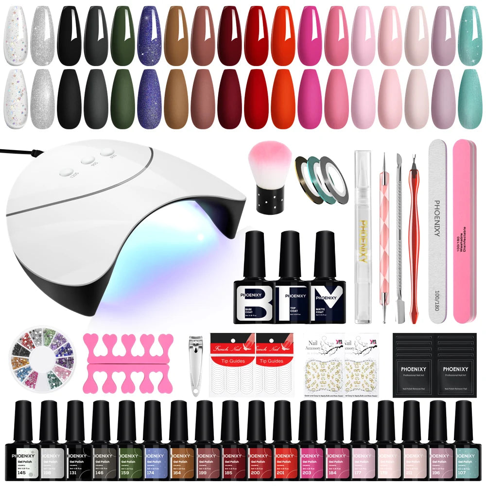 Gel Nail Polish Set with UV LED Lamp - Mrmora