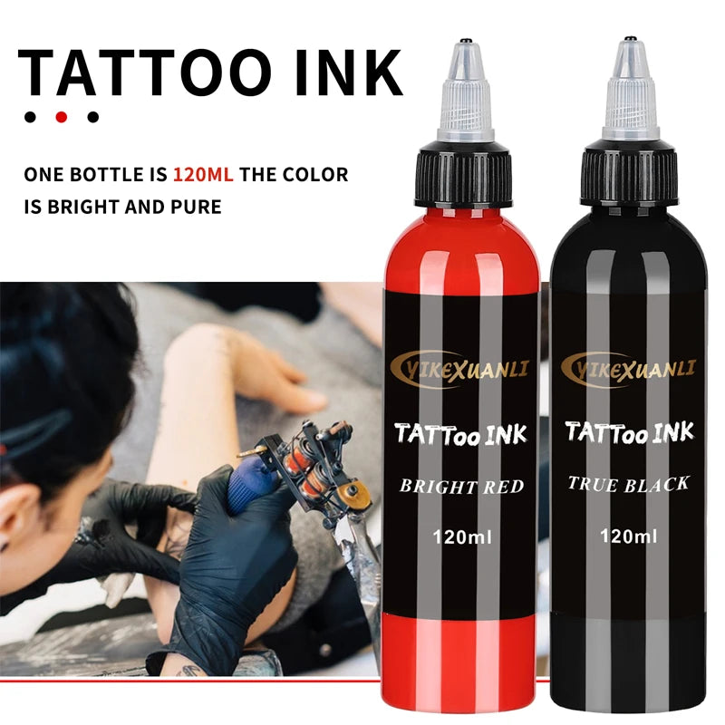 120ml Professional Tattoo Ink – Red/Black Semi-Permanent Pigment - Mrmora